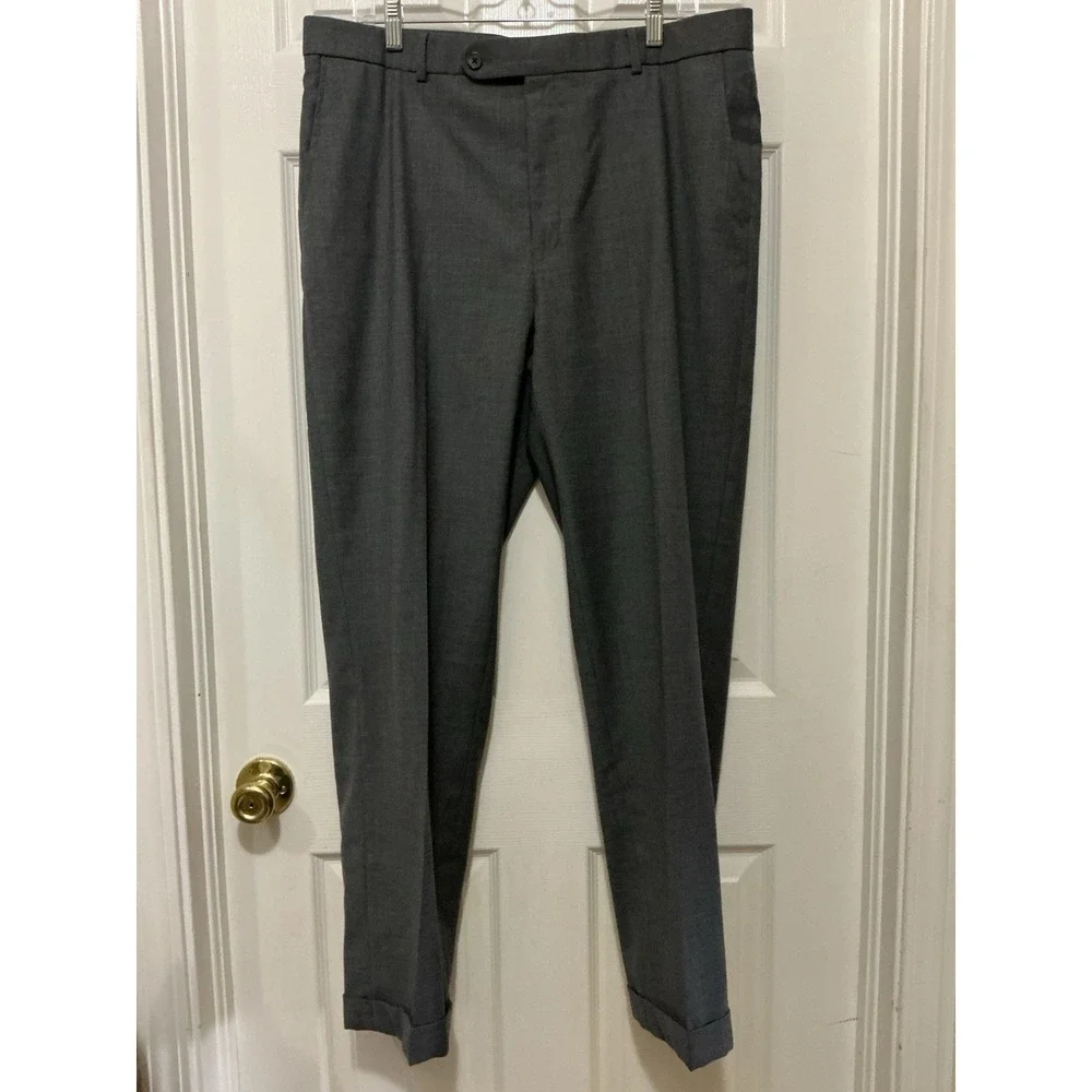 Alton's Ballin Men Slacks Trousers Pants Super 120's Wool Comfort Eze 38x31 Gray